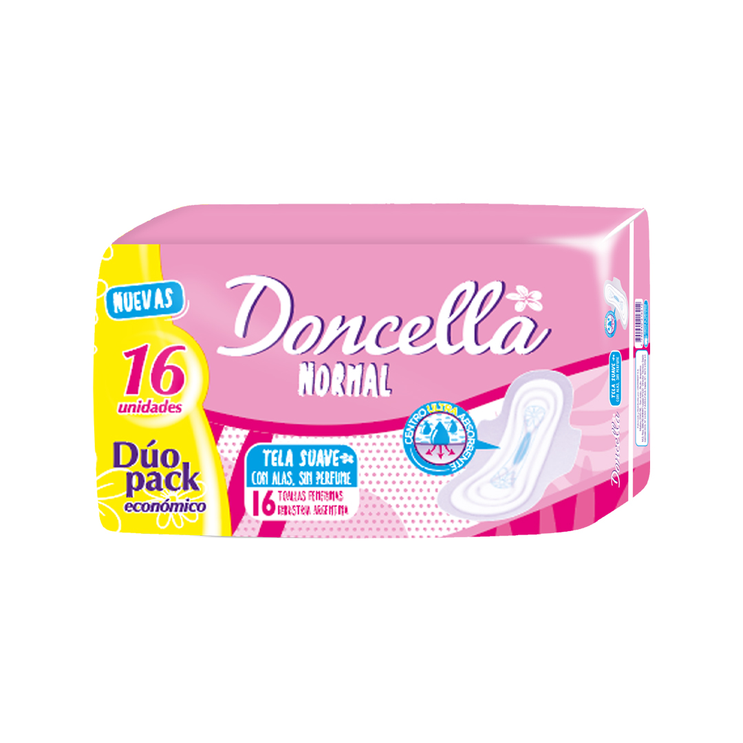 Doncella Normal dúo pack — tela suave con alas, sin perfume